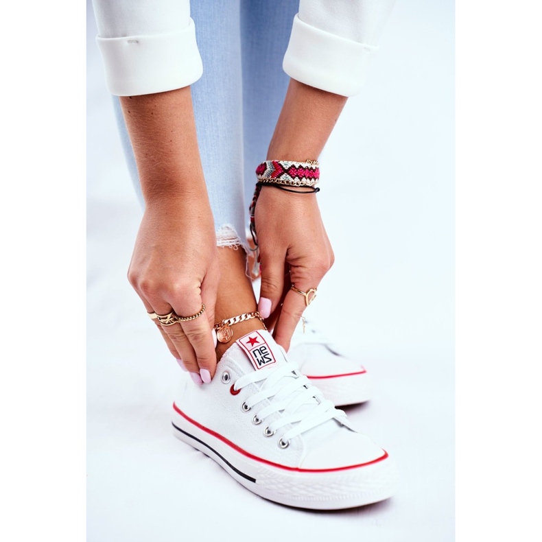 Damskie Trampki Materiałowe Białe Flamenco 1