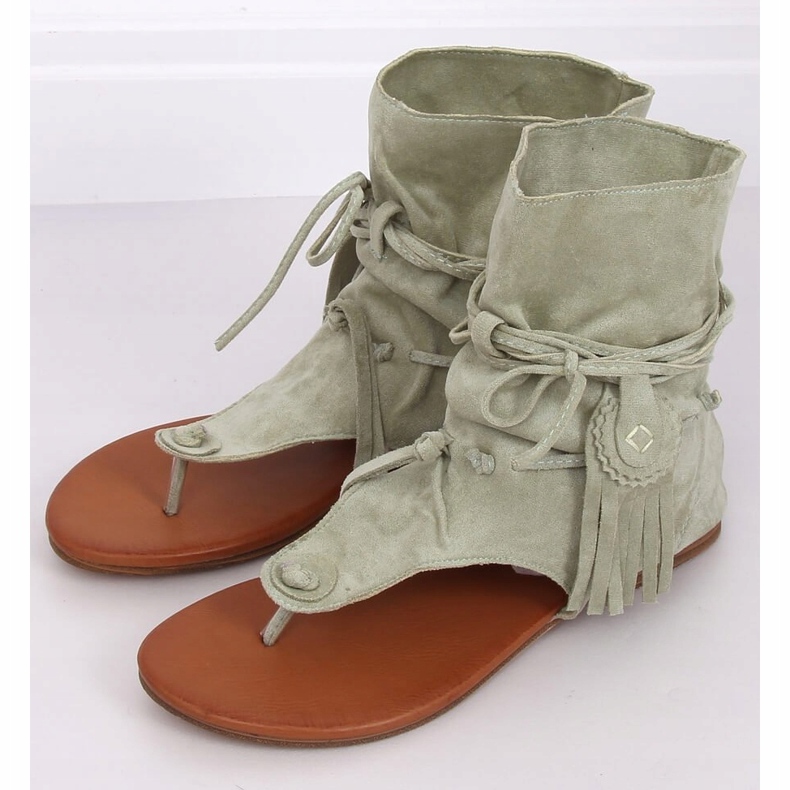 Japonki z cholewką seledynowe SL1010P Green zielone 1