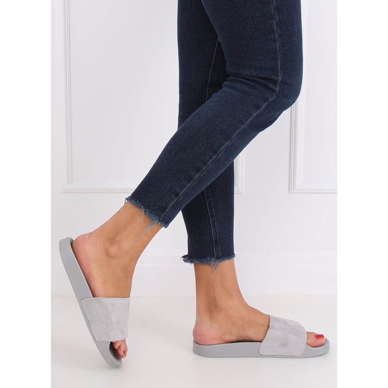 Klapki proste szare CK98 Grey brązowe 2