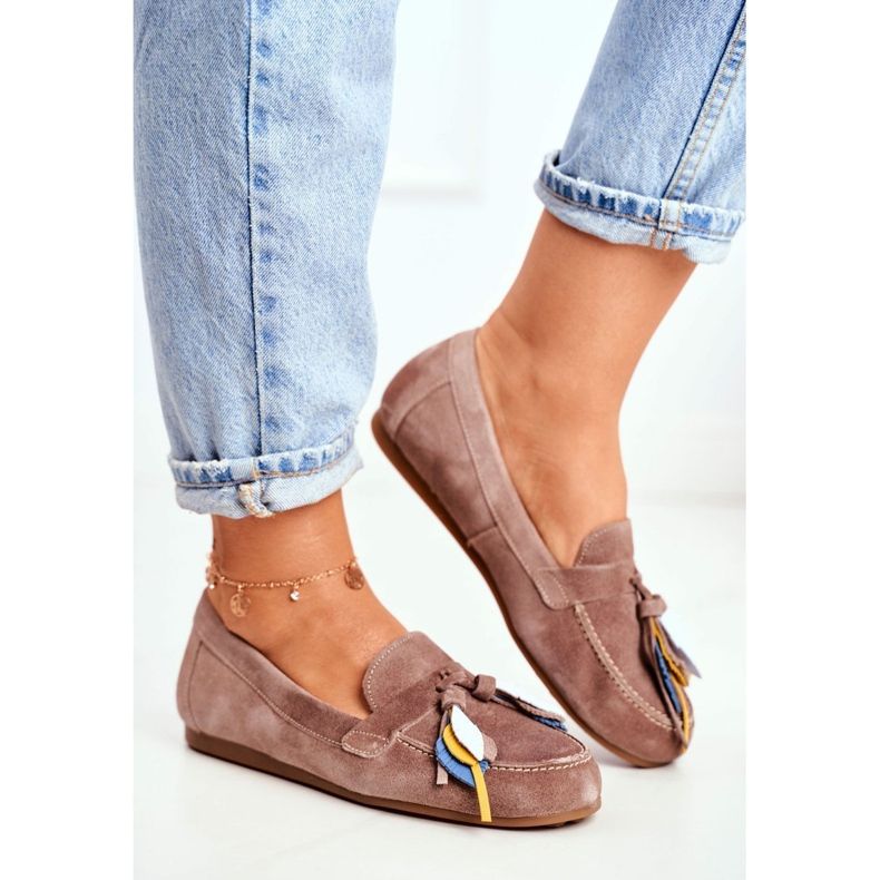 Damskie Mokasyny Maciejka Skórzane Beżowe 04494-04/00-5 beżowy 1