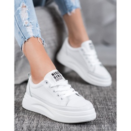 SHELOVET Trampki Na Platformie Nice Girl białe 2