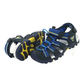 American Club Buty dziecięce sandałki z wkładką piankową American DR01/20 granatowe niebieskie żółte 3
