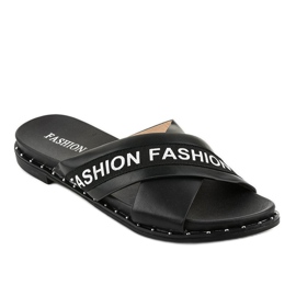 Czarne klapki fashion 888-1 1