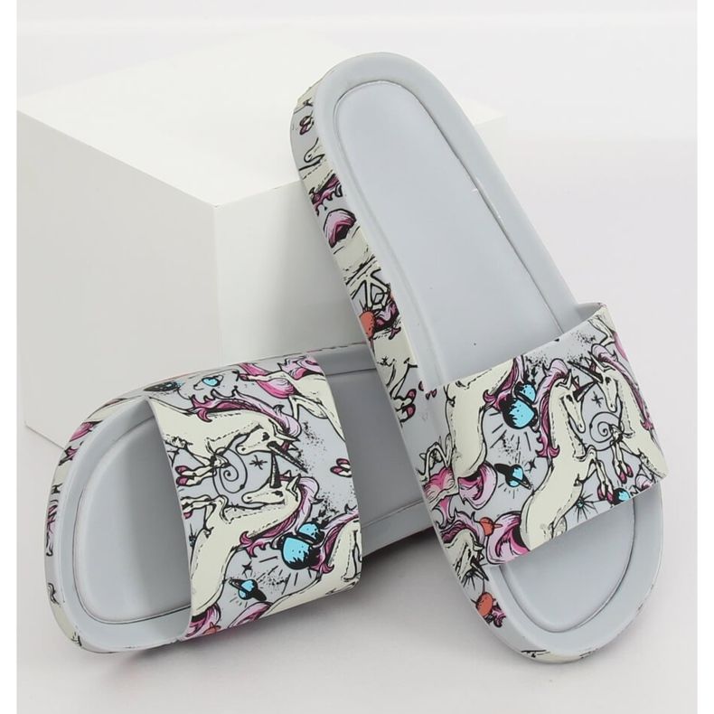 Klapki Unicorn szare CK83 Gray wielokolorowe 1