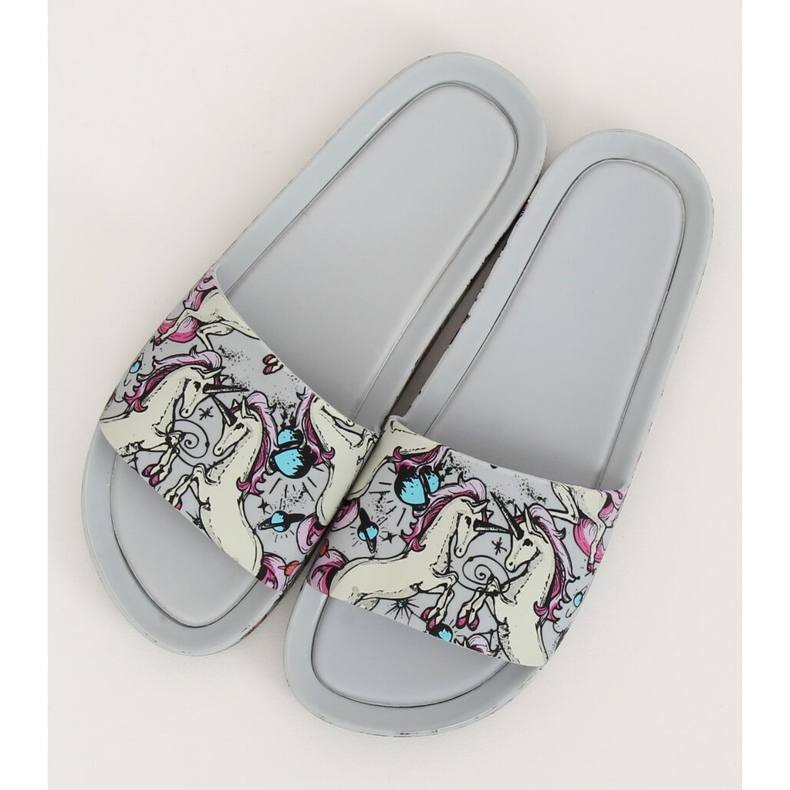 Klapki Unicorn szare CK83 Gray wielokolorowe 2