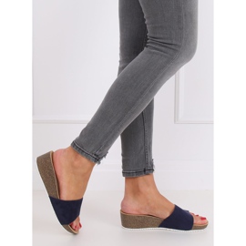 Klapki na koturnie granatowe G186P Navy 2