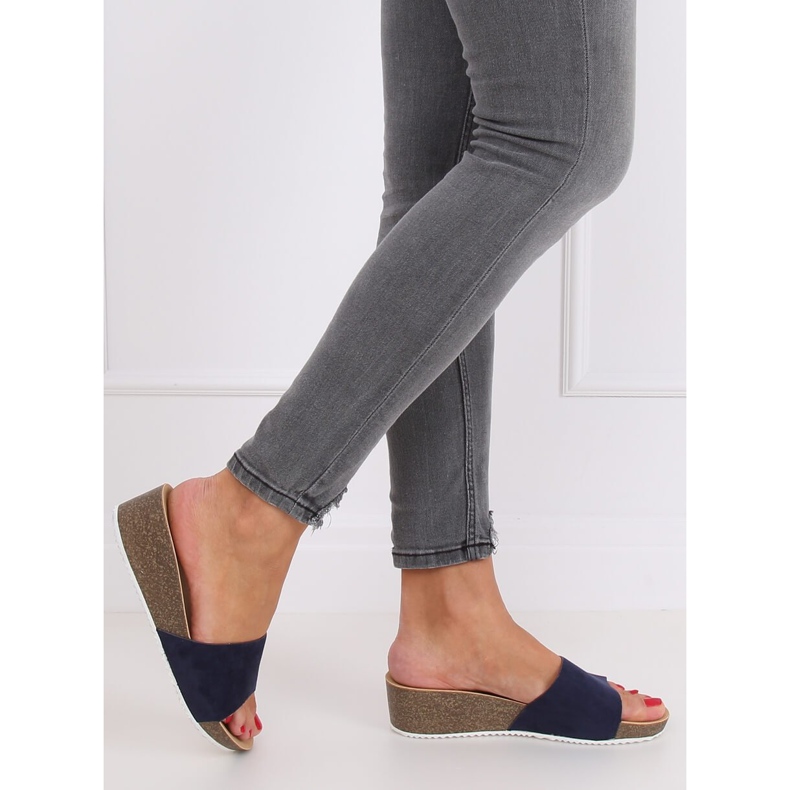 Klapki na koturnie granatowe G186P Navy 2