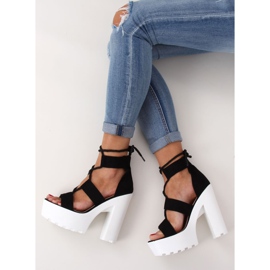 Sandałki na platformie czarne NS120 Black 1