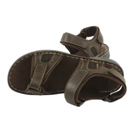 Komfortowe sandały sportowe skórzane American Club CY13/20 brązowe 5