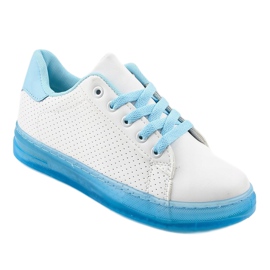 Białe sneakersy trampki H-33 niebieskie 1