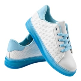 Białe sneakersy trampki H-33 niebieskie 3