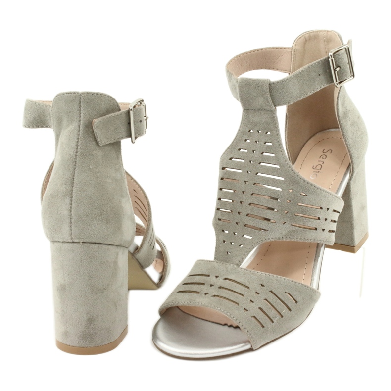 Sandały z cholewką zamszowe  Sergio Leone SK903 szare 4