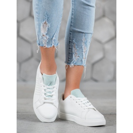 SHELOVET Białe Obuwie Z Zamszowymi Wstawkami 1