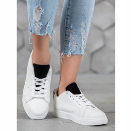 SHELOVET Białe Obuwie Z Zamszowymi Wstawkami 2