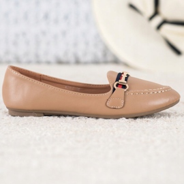 Clowse Modne Lordsy Z Eko Skóry brązowe 2