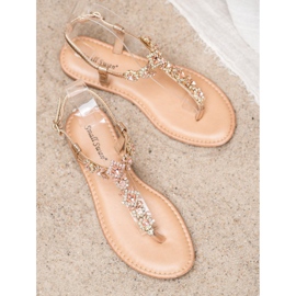 Small Swan Sandały Japonki Z Cyrkoniami żółte 2