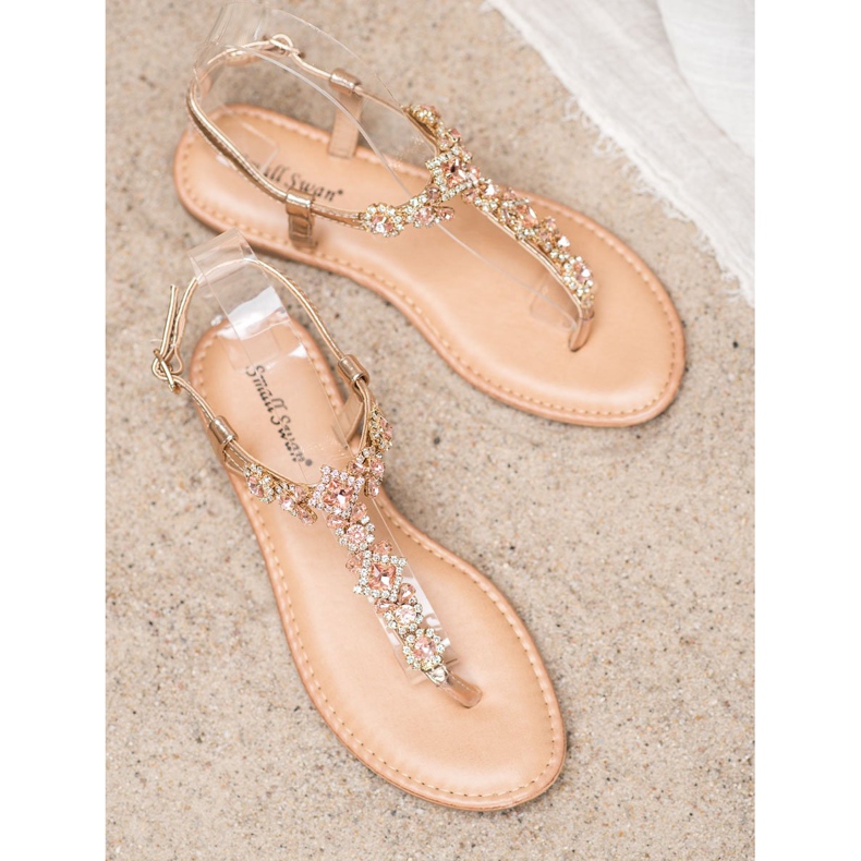 Small Swan Sandały Japonki Z Cyrkoniami żółte 2