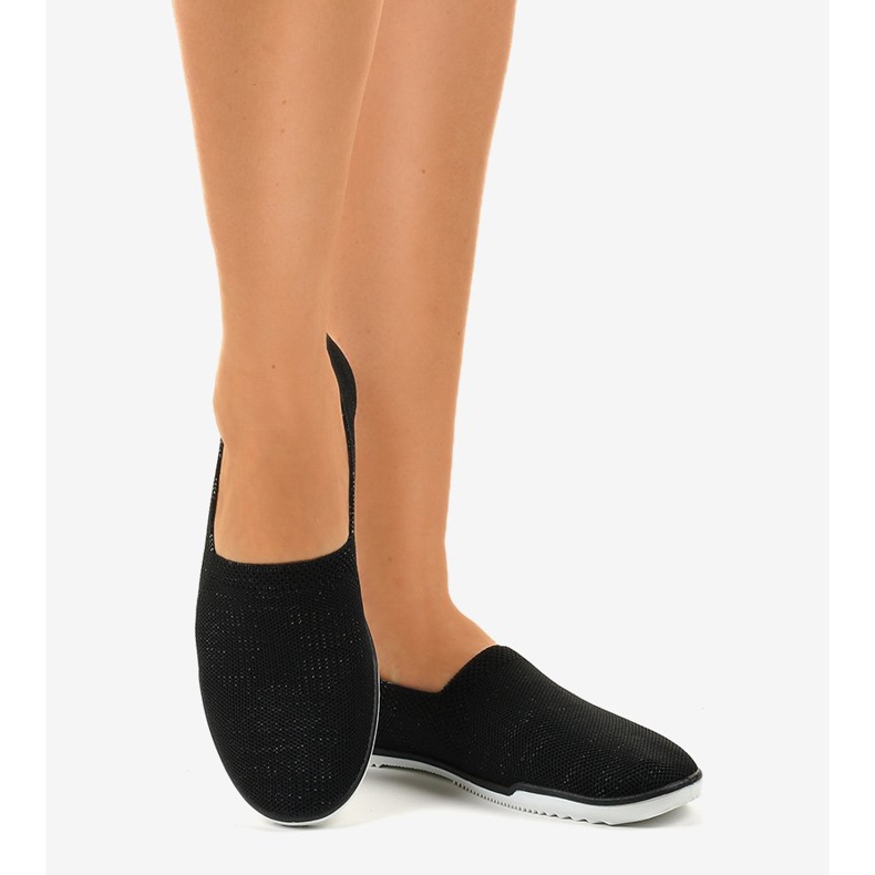 Czarne wsuwane tenisówki lycra GF-HJS12-1 2