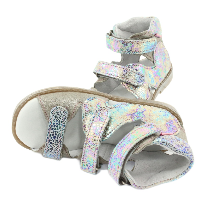 Mazurek Sandałki dziecięce skórzane wysokie profilaktyczne 291 złote wielokolorowe 4