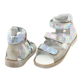 Mazurek Sandałki dziecięce skórzane wysokie profilaktyczne 291 złote wielokolorowe 3