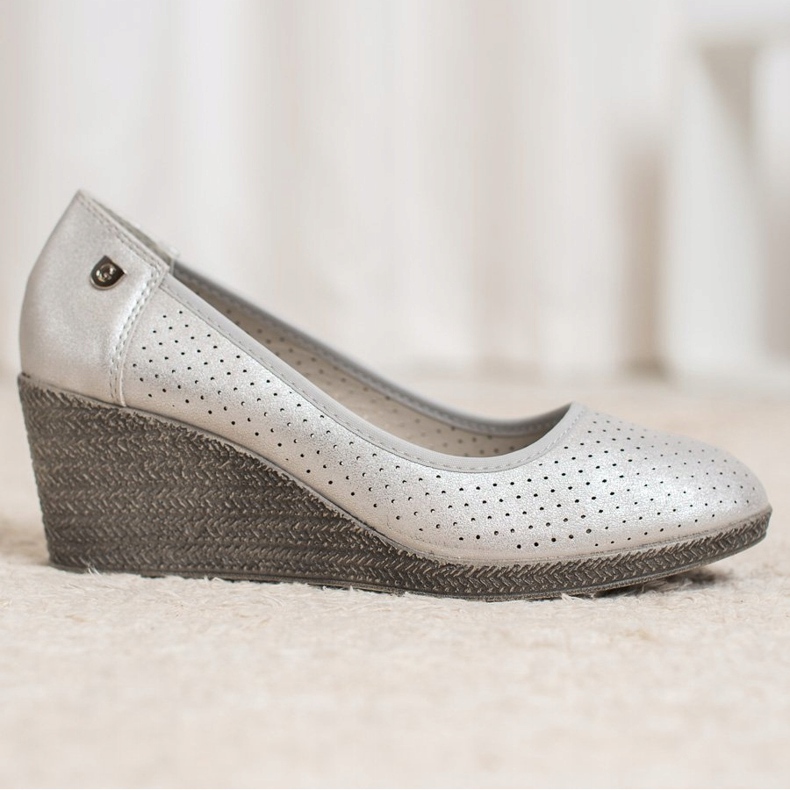 Goodin Lekkie Czółenka Na Koturnie szare 1