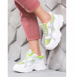 Sweet Shoes Wiązane Sneakersy białe zielone 5