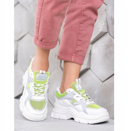 Sweet Shoes Wiązane Sneakersy białe zielone 4