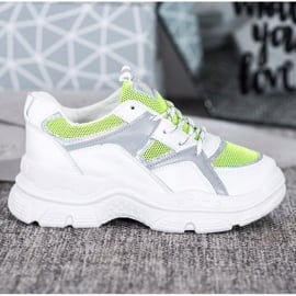 Sweet Shoes Wiązane Sneakersy białe zielone 2