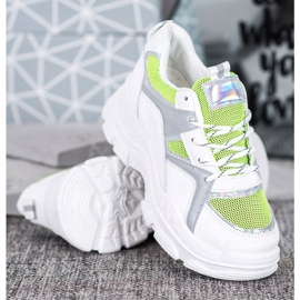 Sweet Shoes Wiązane Sneakersy białe zielone 3