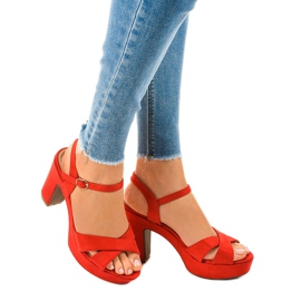 Czerwone sandały na słupku JC15017 1