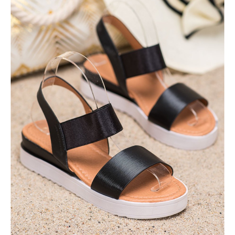 SHELOVET Czarne Sandały Na Platformie 1