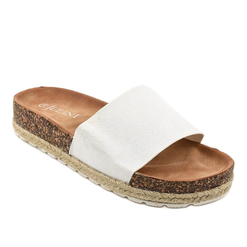 Białe klapki brokat 6130 1