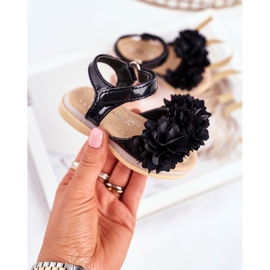 FRROCK Dziecięce Sandałki Na Rzep Świecące Czarne Milena 2