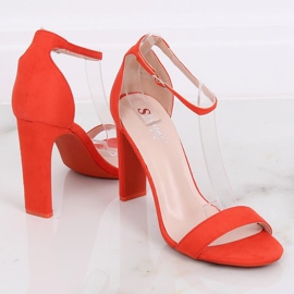 Sandałki na obcasie pomarańczowe NF-37P Orange wielokolorowe 1