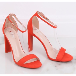 Sandałki na obcasie pomarańczowe NF-37P Orange wielokolorowe 2