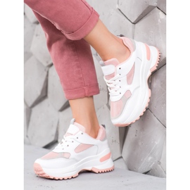 SHELOVET Biało-różowe Sneakersy białe 1