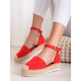 SHELOVET Ażurowe Espadryle czerwone 1