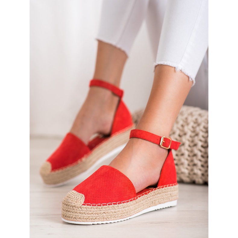 SHELOVET Ażurowe Espadryle czerwone 1