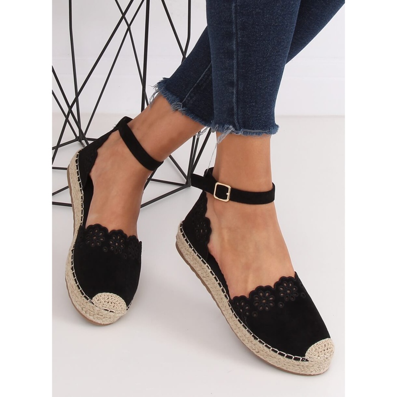 Espadryle ażurowe czarne JH119 Black 1