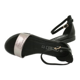 Sandały wkładka skórzana Filippo DS1285/20 BK SI czarne wielokolorowe szare 4