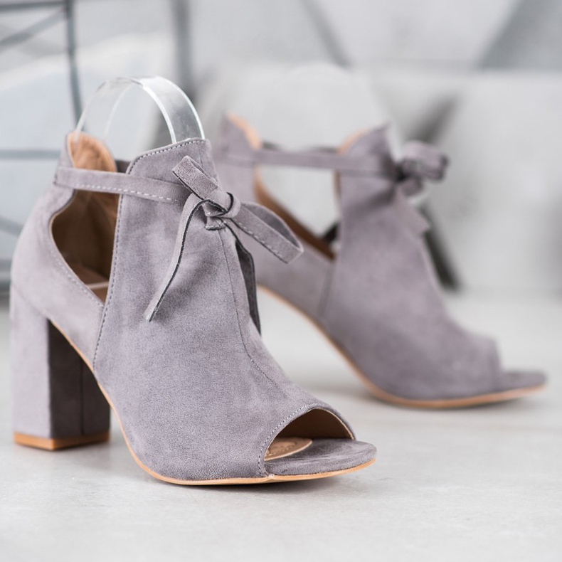 Wiązane Botki Open Toe VINCEZA szare 2