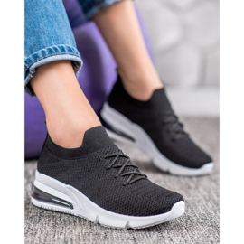 SHELOVET Tekstylne Czarne Sneakersy 4