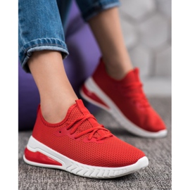 SHELOVET Tekstylne Sneakersy czerwone 1