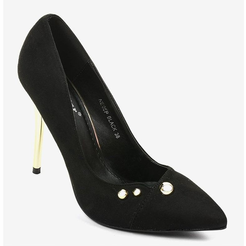 Czarne klasyczne szpilki z ćwiekami NE05P 2