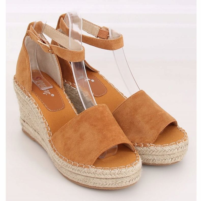 Espadryle na koturnie camel TU147 Camel brązowe 1