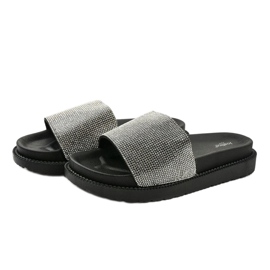Czarne klapki z cekinami SF-01 2