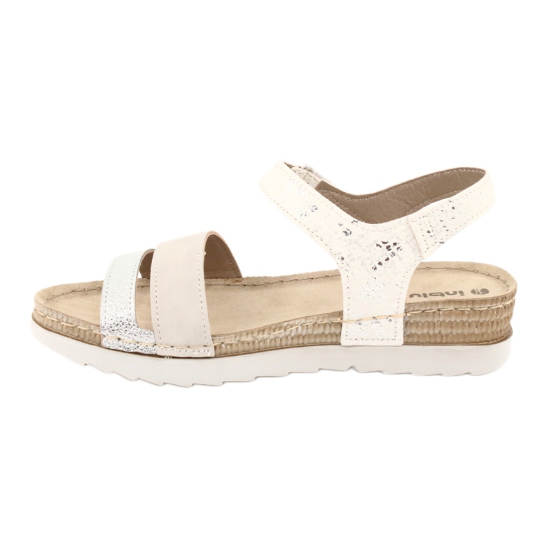 Sandały z wkładką skórzaną Inblu Argento OF019 białe szare 1