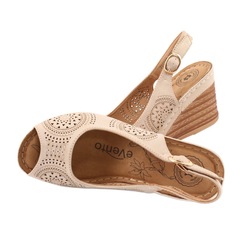 Evento Sandały komfortowe koturno 20SD98-1862 brązowe żółte 4