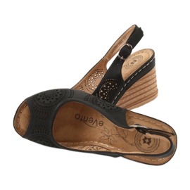 Evento Sandały komfortowe koturno 20SD98-1862 czarne 4