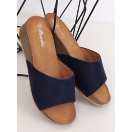 Klapki na niskim koturnie granatowe 10-238 D.BLUE 2